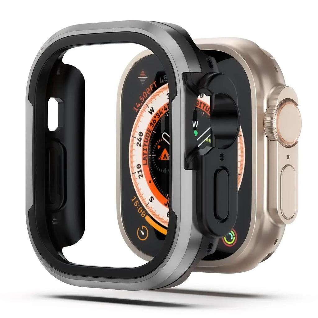 Boett i aluminiumlegering för Apple Watch Ultra 3/2 49mm serie 11 10 9 8 7 6 se TPU Stötfångare+Metallram för iWatch 46/42/45/44/41/40mm