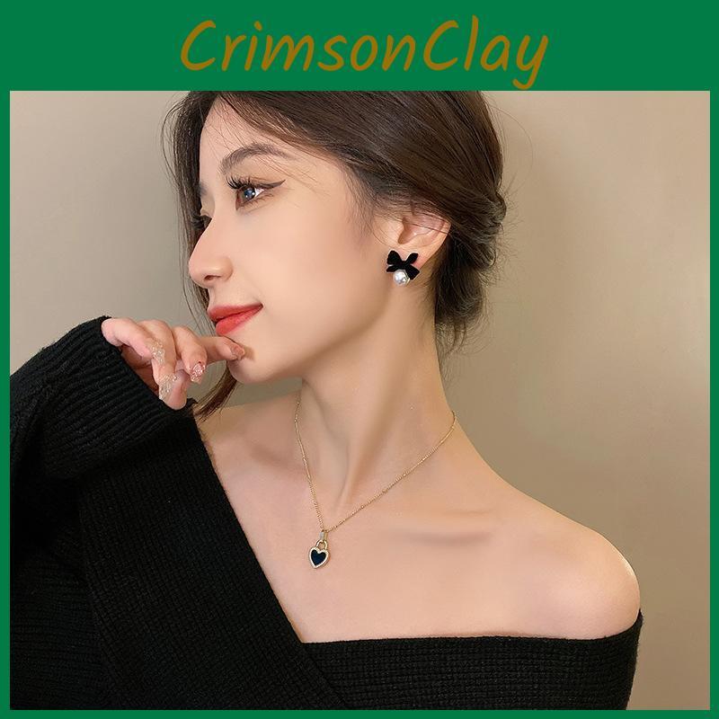 2023 New Arrival Black Velvet Butterfly Earrings Unique Design Alloy Material