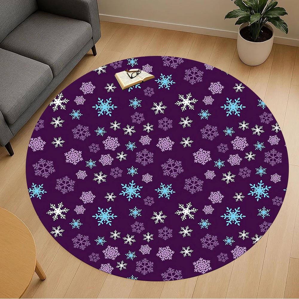 1pc Snowflake Purple Round Chair Mat Area Rug - Non-Slip, Floor Mat for Office, Bedroom, and Indoor Decor -1002248
