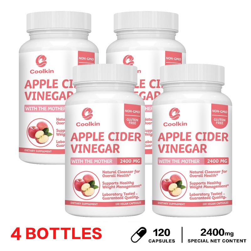 Coolkin Apple Cider Vinegar Capsules, 2400mg, Vegetarian, Dietary Supplement, Suitable for Both Men and Women