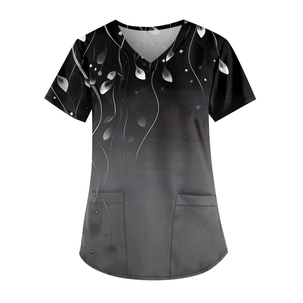 Women's V-neck Fashion Casual Printed Tops And Protective Workwear