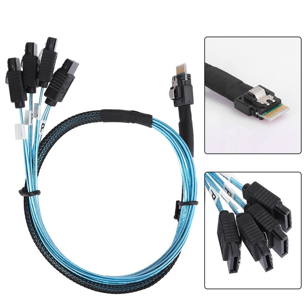 38p Connecting Line 12Gbps Server Data Transmission Cable SFF‑8654 to 4 x Satas  Cable  Computer