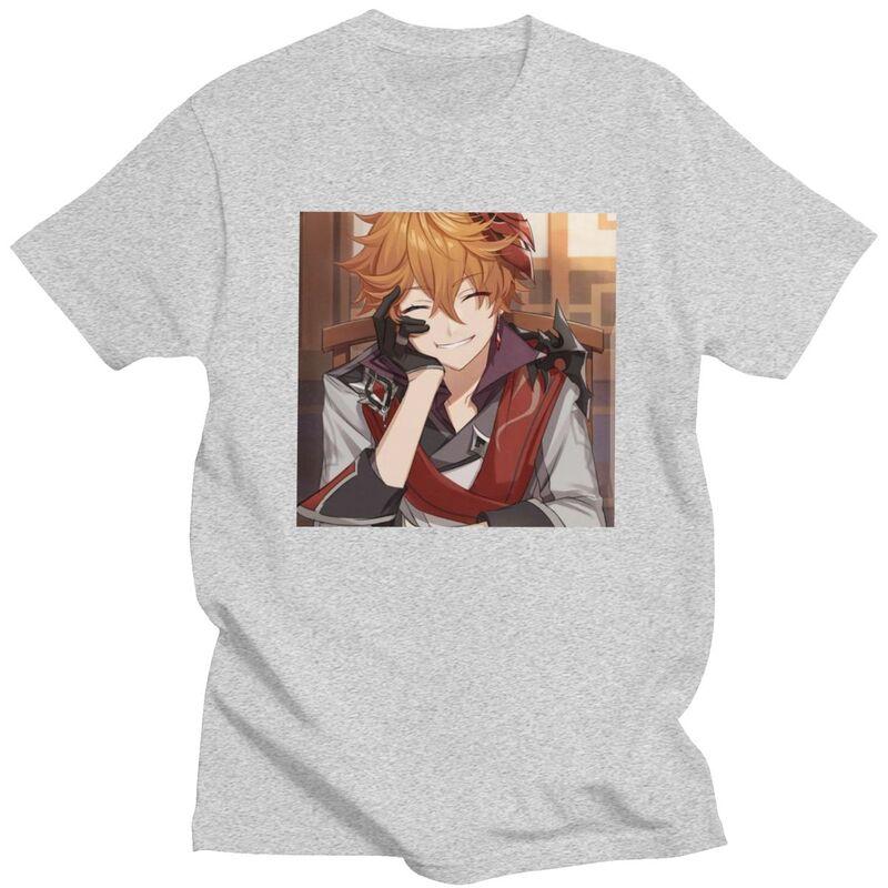 Maglietta Personalizzata Childe Tartaglia Genshin Impact da Uomo 100% Cotone T-shirt Maniche Corte Magliette Vestibilità Slim Clothing