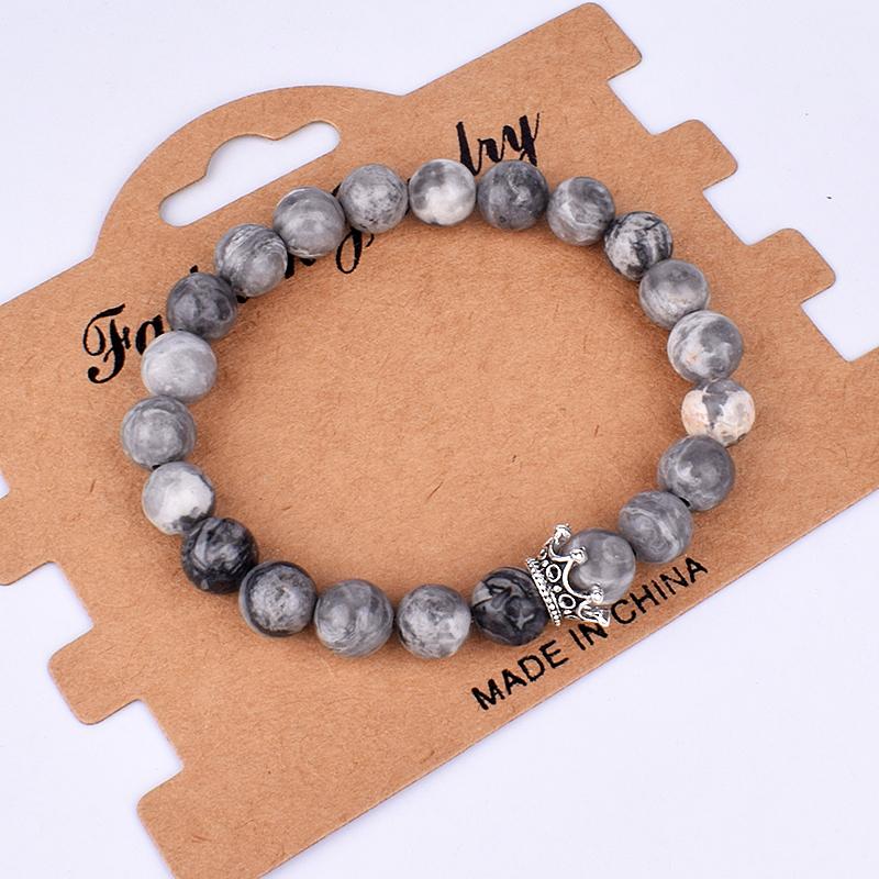 2pcs Charm Paired Bracelets Men Sets Crown Women's Bracelets Natural Stone Beads Wristband Couple Bracelet Gifts Friends Jewelry