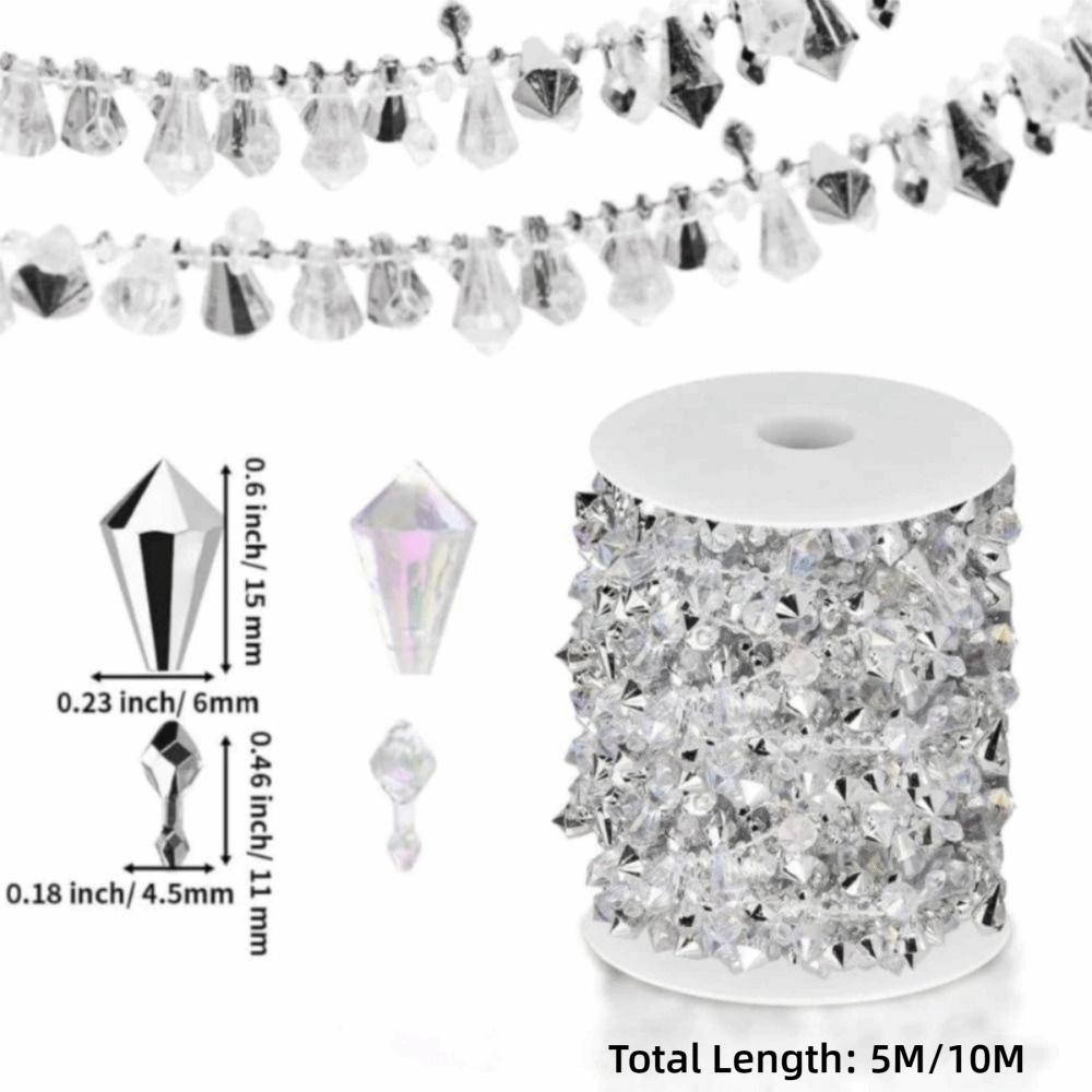 Acrylic Crystal Bead Garland Iridescent Christmas Decorations New Crystal Bead String
