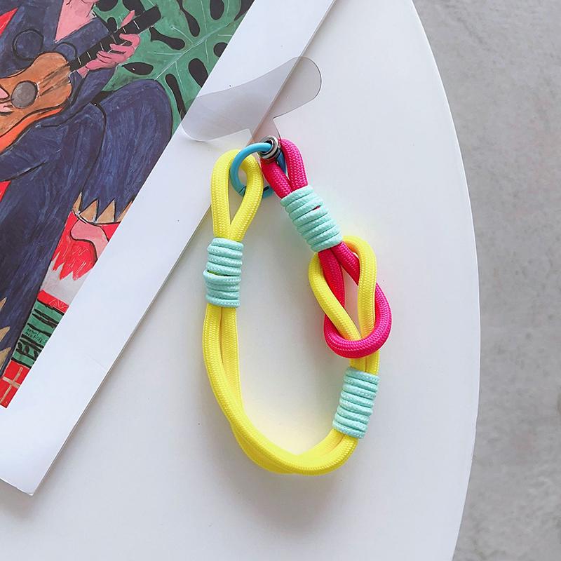 For Ip 15 14 Pro Max Samsung Flip 4 Coloful Rope Chain Korean Mobile Phone Cute Knot Portable Anti-Loss Hand Bracelet Chain