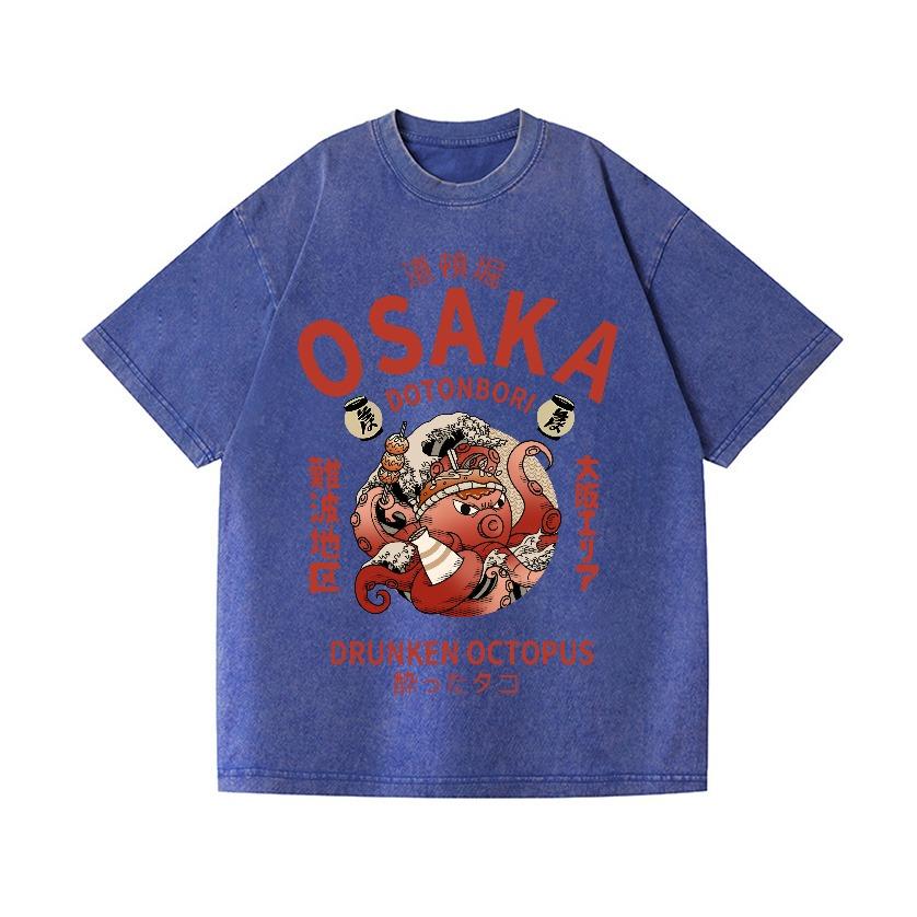 T-shirt da uomo in cotone alla moda Harajuku Vacanza Estate Manica corta Girocollo Polpo Ubriaco Lavaggio Vintage Design Giapponese T-shirt