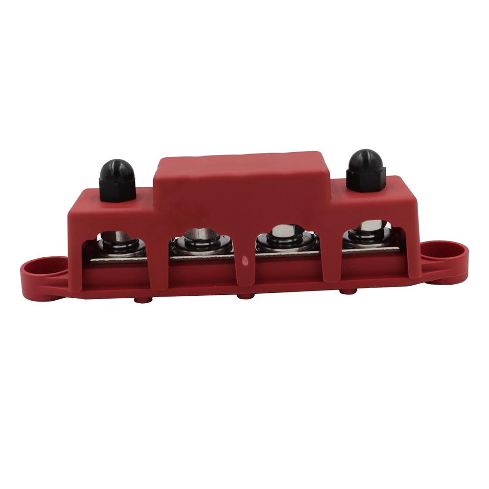 1pc Red M8 5/16" 4 Stud Power Distribution Block For Automobile RV Boat Yacht