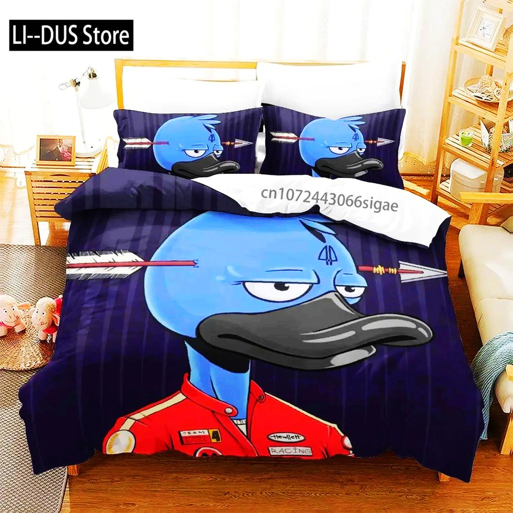 Anime Quackity Duck Bedding Set Boys Girls Twin Queen Size Duvet Cover Pillowcase Bed Boys Adult Fashion Home Textileextile