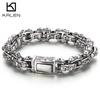 Kalen 13mm Stainless Steel Men's Skull Bracelet Vintage Boiled Black Chain Gothic Accessories 19-23 Thick Bracelet Party Jewelry