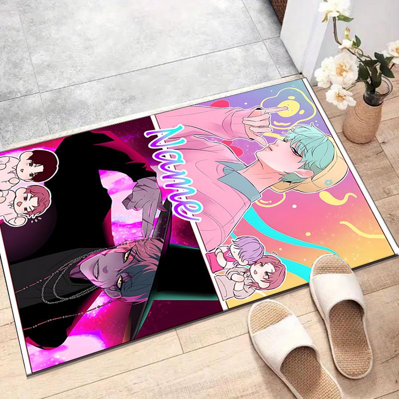 Custom KPop Demon Hunters Mat Personalized Name, Polyester Washable Indoor Entryway Rug, Gift for Christmas, Easter, Thanksgiving Day