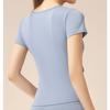 New Summer Running V-neck Yoga T Shirt Female Short sleeved Naked Quick drying Fitness Pleated Sports Top for Women