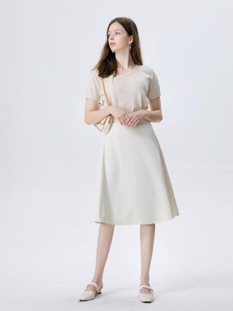 2024 Summer High Waist A-Line Midi Skirt: Ladylike, Slimming & Chic