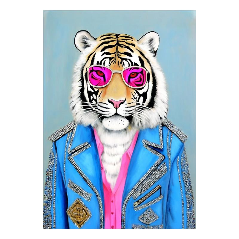 Al Dyreportrettmaleri Moderne Veggkunst Lerret Plakattrykk Abstrakt Tegneserie Fargerikt Bilde Stue Hjemmedekor Cuadros