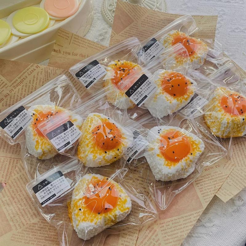 Xiaohongshu Style Salted Egg Yolk Rice Ball Simulated Food TPR Squeeze Toy