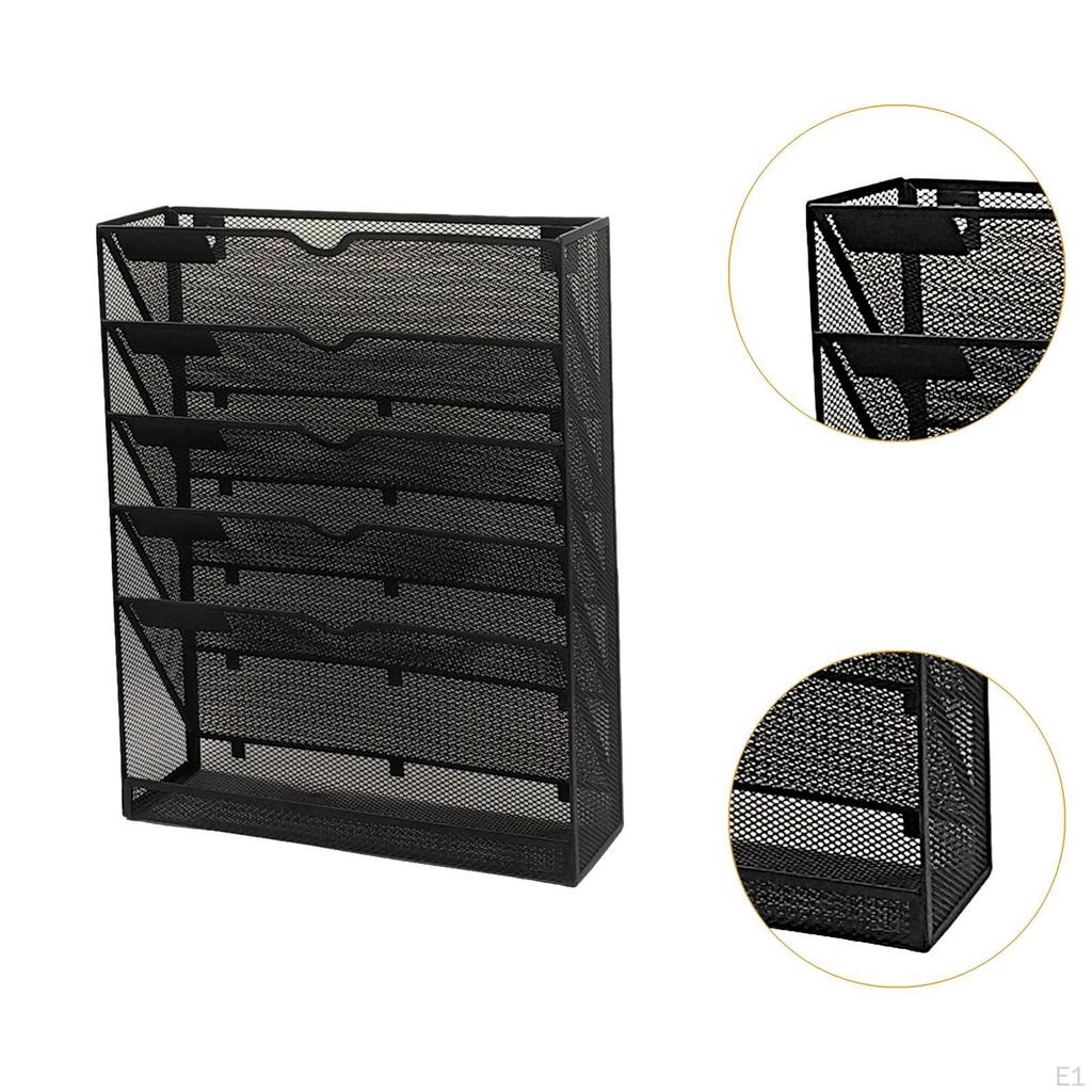 5 Pocket Wall File Holder Mounted Paper Folder Sturdy Space Saving Multifunctional