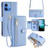 For Xiaomi Redmi 15C 4G (Global) (171mm)/Poco C85 4G (171mm) Leather Case Zipper Pocket Wallet Phone Cover with 2 Straps