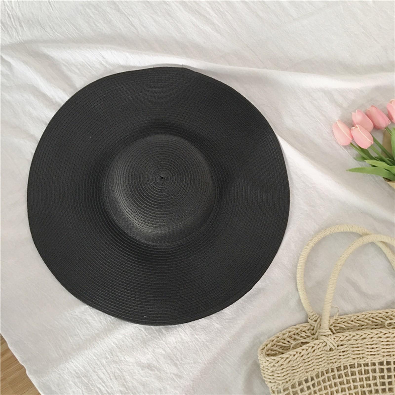 

Wide Brim Sun Hat for Women Classic Woven Straw Hat Lightweight Breathable Design for Outdoor Use UV Protection One Size чёрный