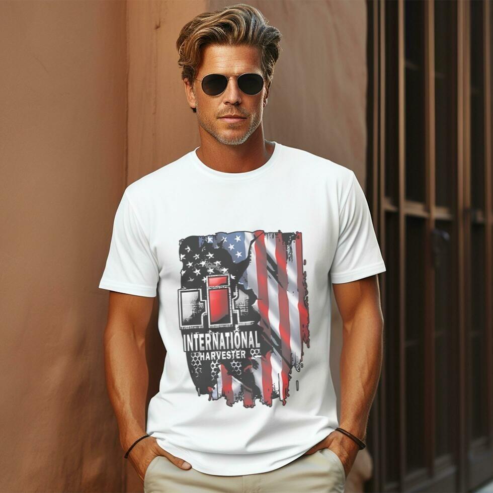 Patriotic Farming Pride T-Shirt – Rustic American Flag Tractor Tribute Tee Unisex T-Shirt M