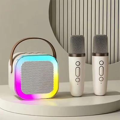 Portable Music Player Karaoke Machine Children's Home Gift K12 Wireless Bluetooth Speaker Multi-Function with 2 Microphones RGB