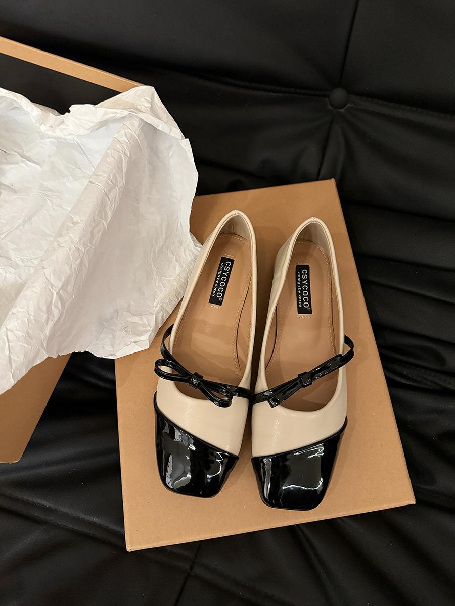 

Французский дизайн, черные туфли с квадратной головкой, женские туфли, новинка 2025 года, весна-осень, ретро, вечерние туфли для поездок на работу 39 абрикосовый