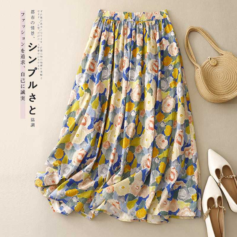 

Картина маслом полуюбка женская летняя длинная цветочная юбка летняя свободная юбка 2XL