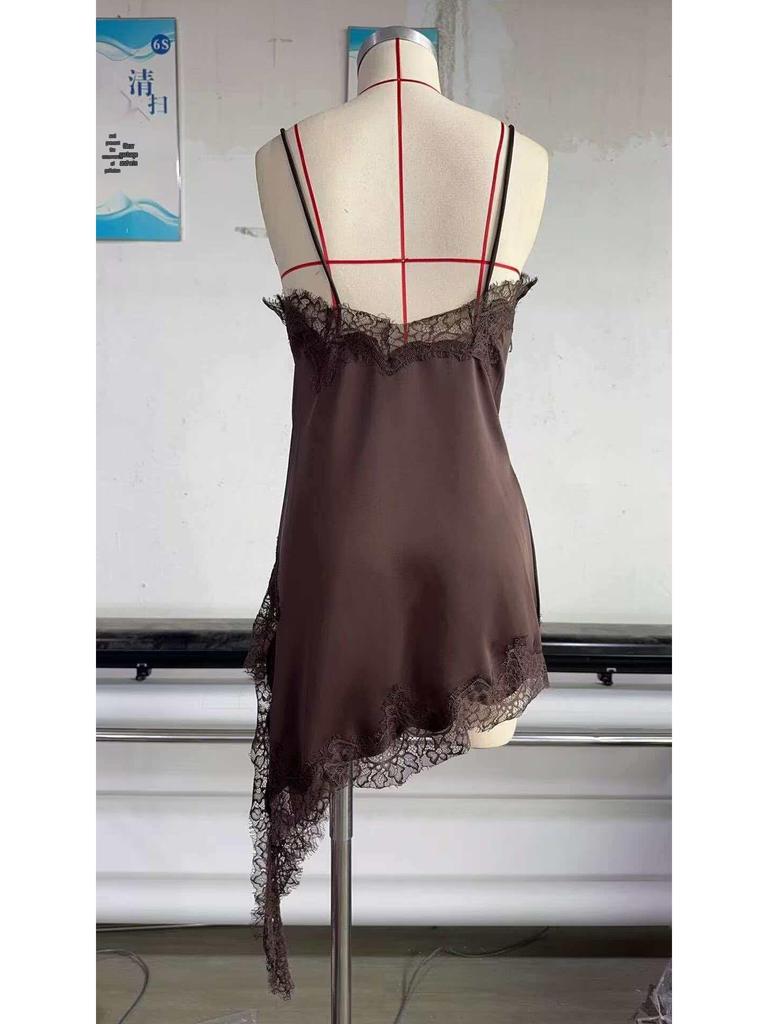 European & American Style Women's Lace Patchwork Asymmetrical Dress - Hot Selling Temperament