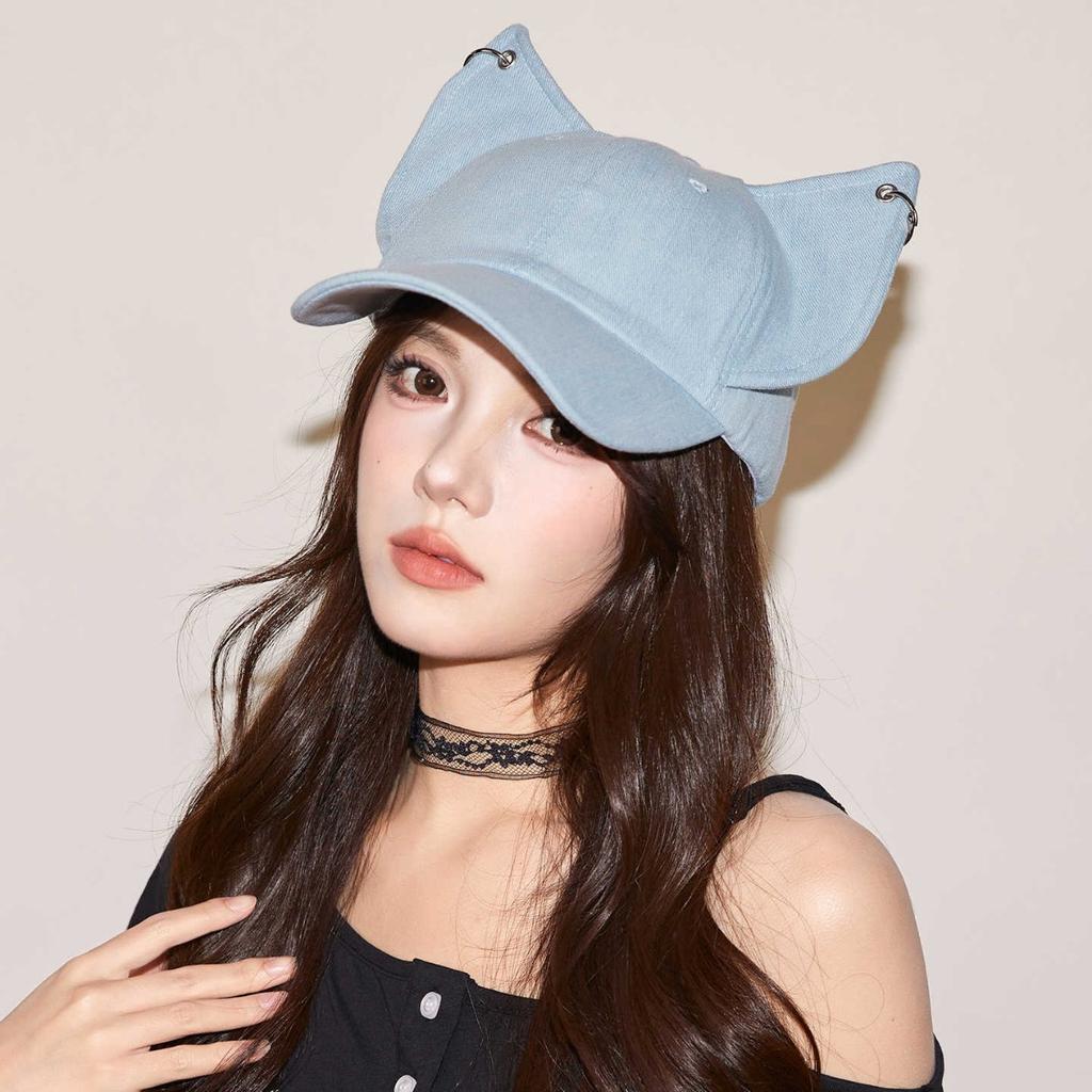Summer casual hat women's ears metal buckle denim cap sun protection sun hat fashion sun baseball cap