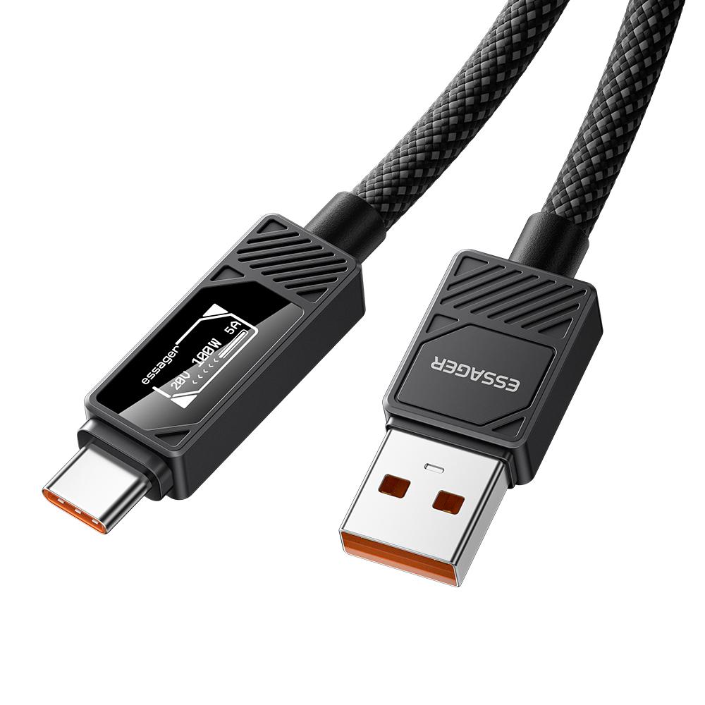 

ESSAGER USB-A to USB-C Cable 7A 100W Digital Display Fast Charging Data Cable 0.25m