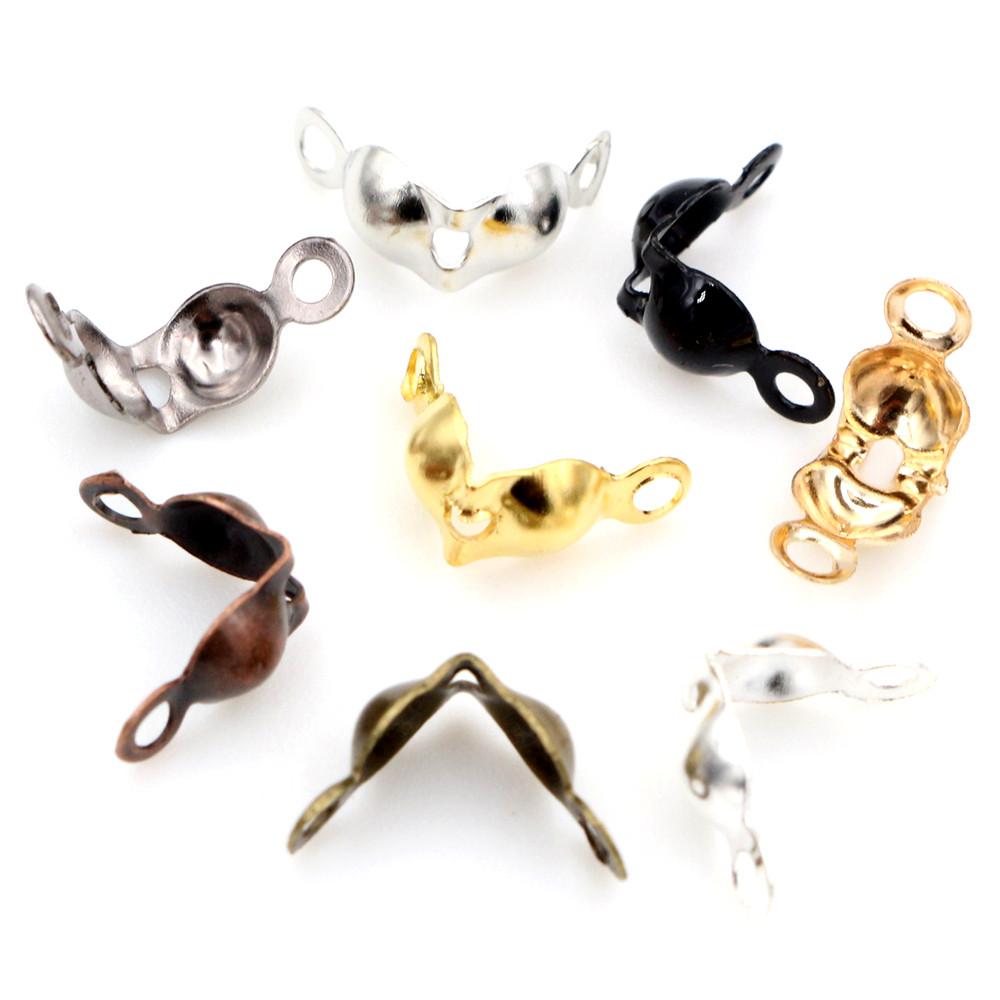 200pcs Connector Clasp Fitting 4*7mm Ball Chain Calotte End Crimps Beads Connector Components For DIY Jewelry Making Supplies