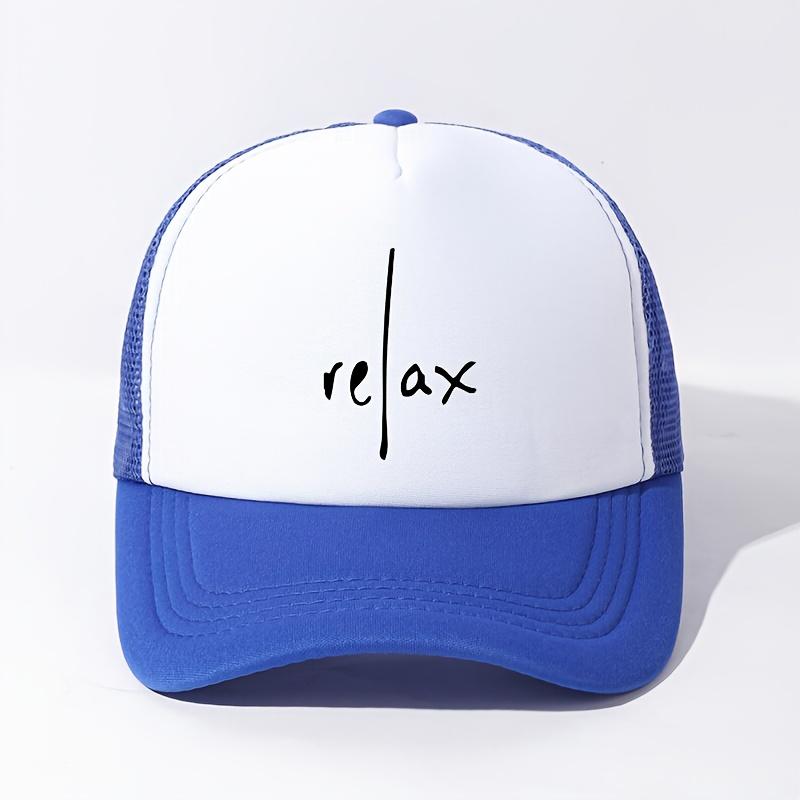 Relax Graphic Trucker Hat Unisex Polyester Mesh Baseball Cap Casual Adjustable Summer Outdoor Headwear