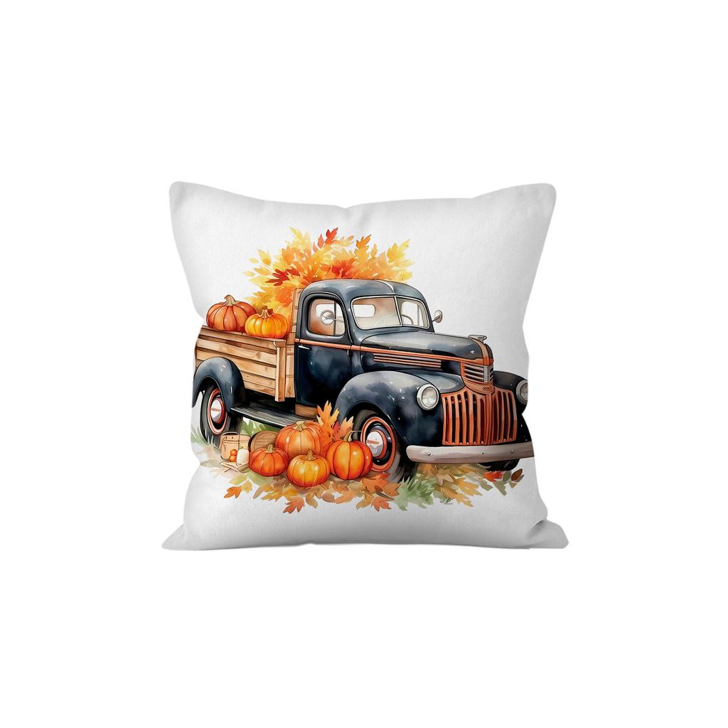 1Pc Thanksgiving Autumn Harvest Decoration Pillowcase, Autumn Harvest Pumpkin Pillows Cover, Candle Holder, Truck Pattern