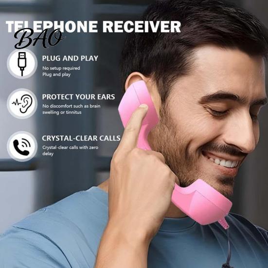 Smartphone Accessory Vintage Telephone Receiver for Cell Phone, 3.5mm Type-C Wired Universal Handset Retro Phone Handset, Handheld Ergonomic