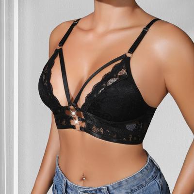 Lace Hollow Out Strap Design Wireless Bralette