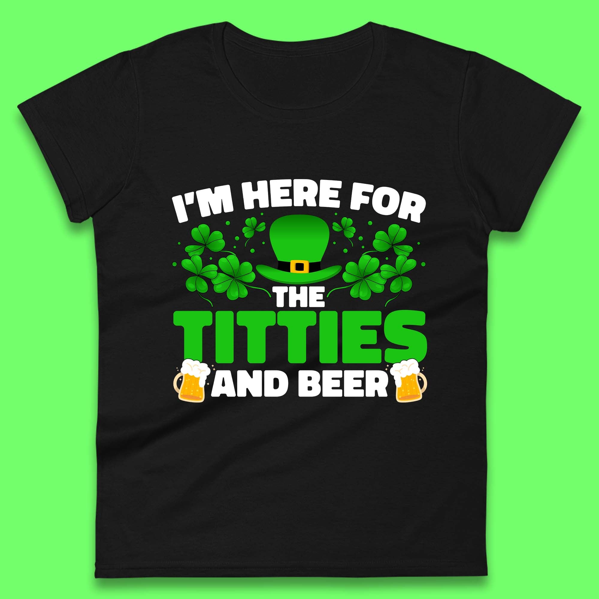 I m Here For The Titties And Beer Womens T-Shirt Mens Tops Tees Unisex 2XL