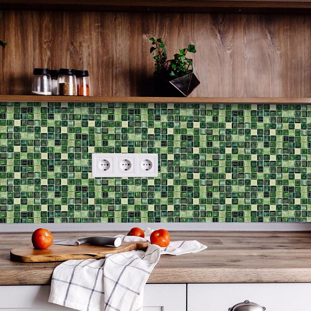 50pcs 3D Waterproof Self-Adhesive Mosaic Tile Wall Stickers, Easy to Install, Suitable for Kitchen Bathroom and Home Decoration