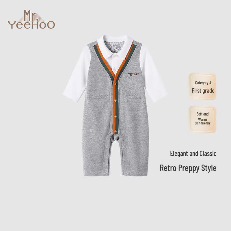 YEEHOO Baby Boys  Long-Sleeve Cotton Romper 90