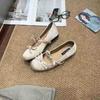 2025 autumn round head bow French shallow mouth ballet single shoes women's skirt gentle wind flat Mary Jane shoes