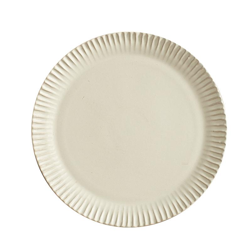 Premium Embossed Ceramic Tableware Household Large Plate 11 Inch Matte Steak Plate Exquisite Large Vegetable Plate
