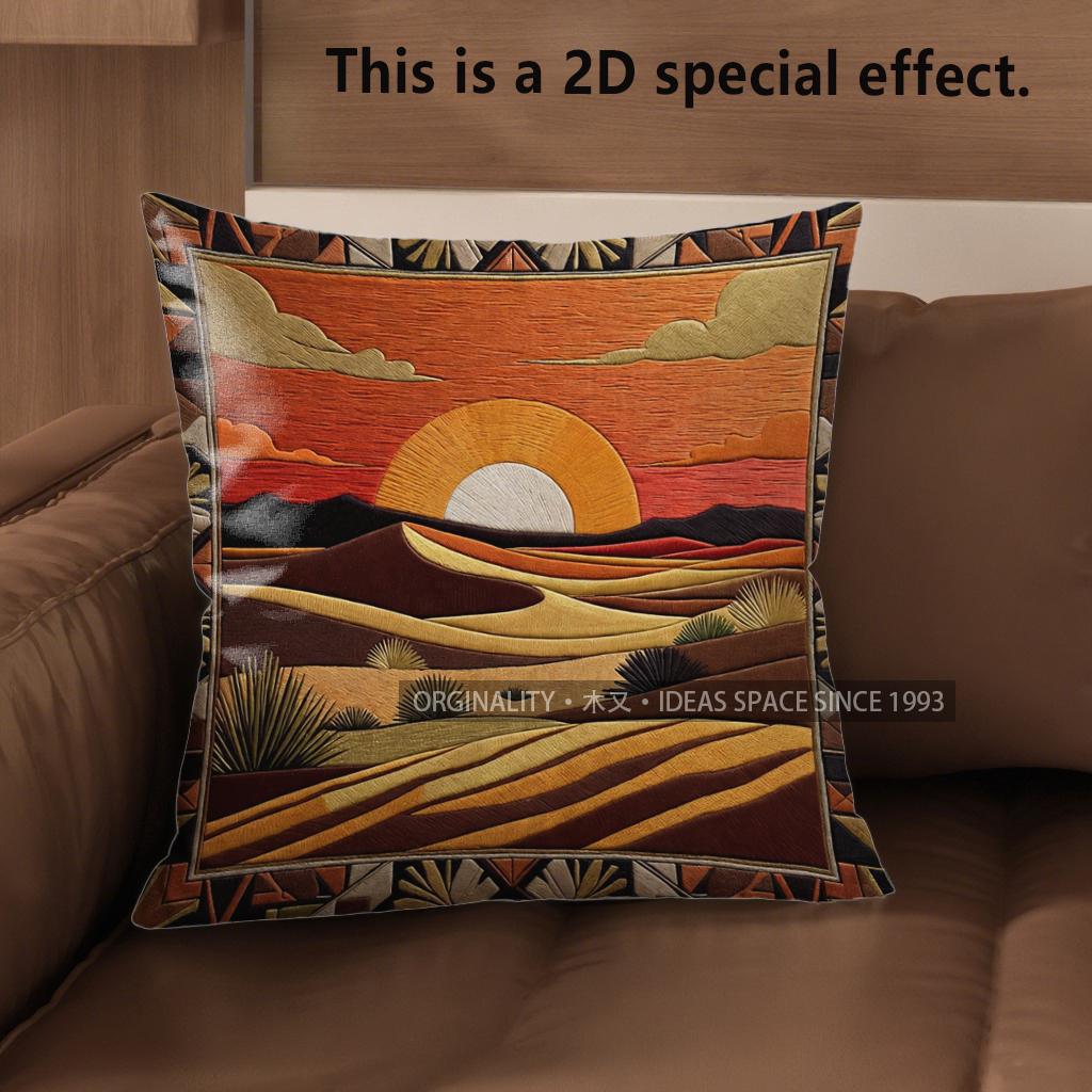 2D Desert Sunset Boho Throw Pillow Covers** Pattern Cushion Cover Suitable For Sofa Bedroom Car Pillow Cover