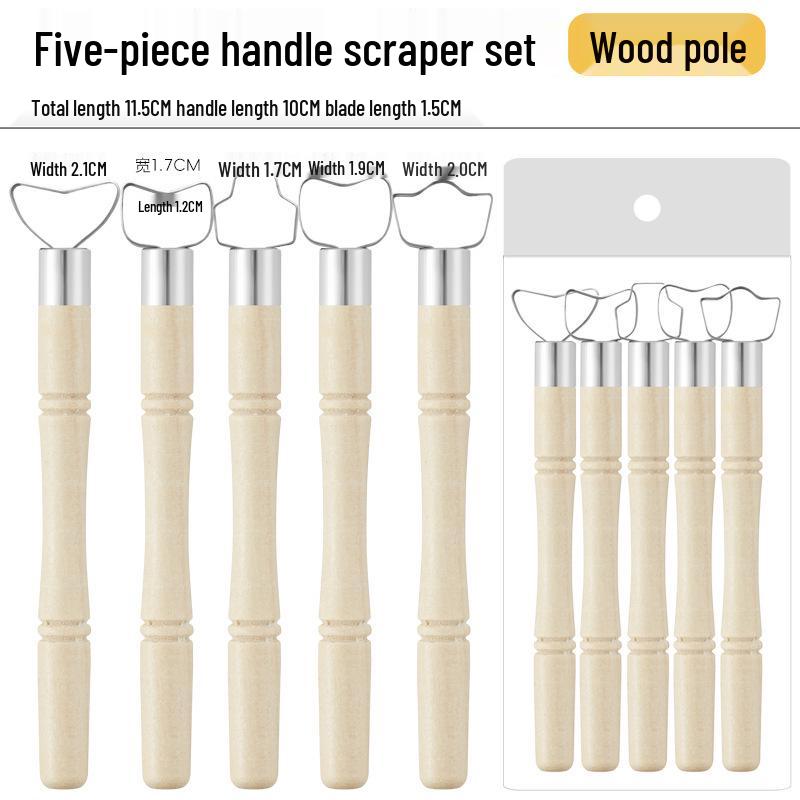 5-Piece Pottery Tool Set for Shaping, Sculpting, Handles