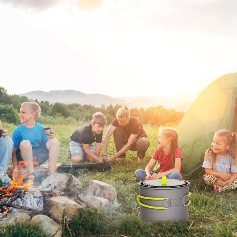 Outdoor NonStick Camping Cookware with Lid Outdoor Cooking Pots Portable Cooking Utensils for Outdoor Camping Picnic