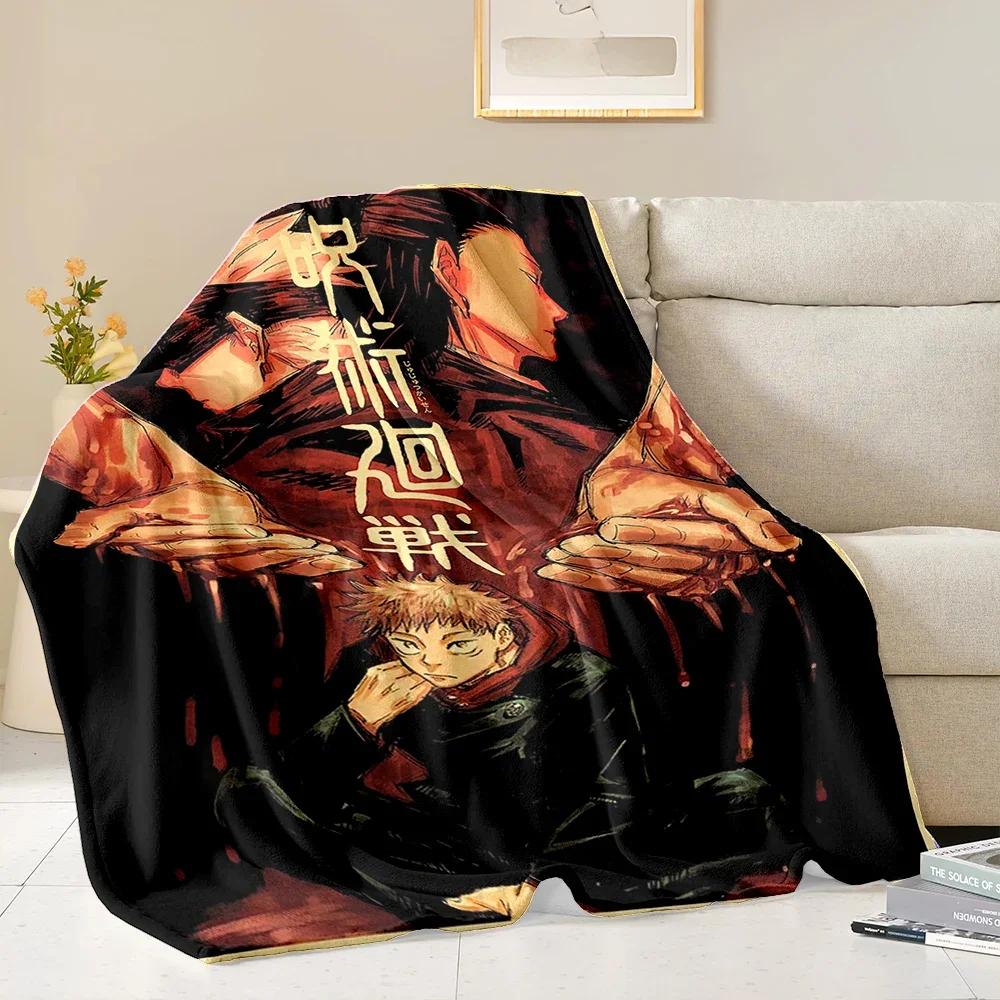 

J-Jujutsu Ka1sen Anime Cartoon Flannel Blanket for Bed Bedroom Sofa Picnic,Warm Throw Blanket for Cover Outdoor Leisure Nap Gift 75x90CM