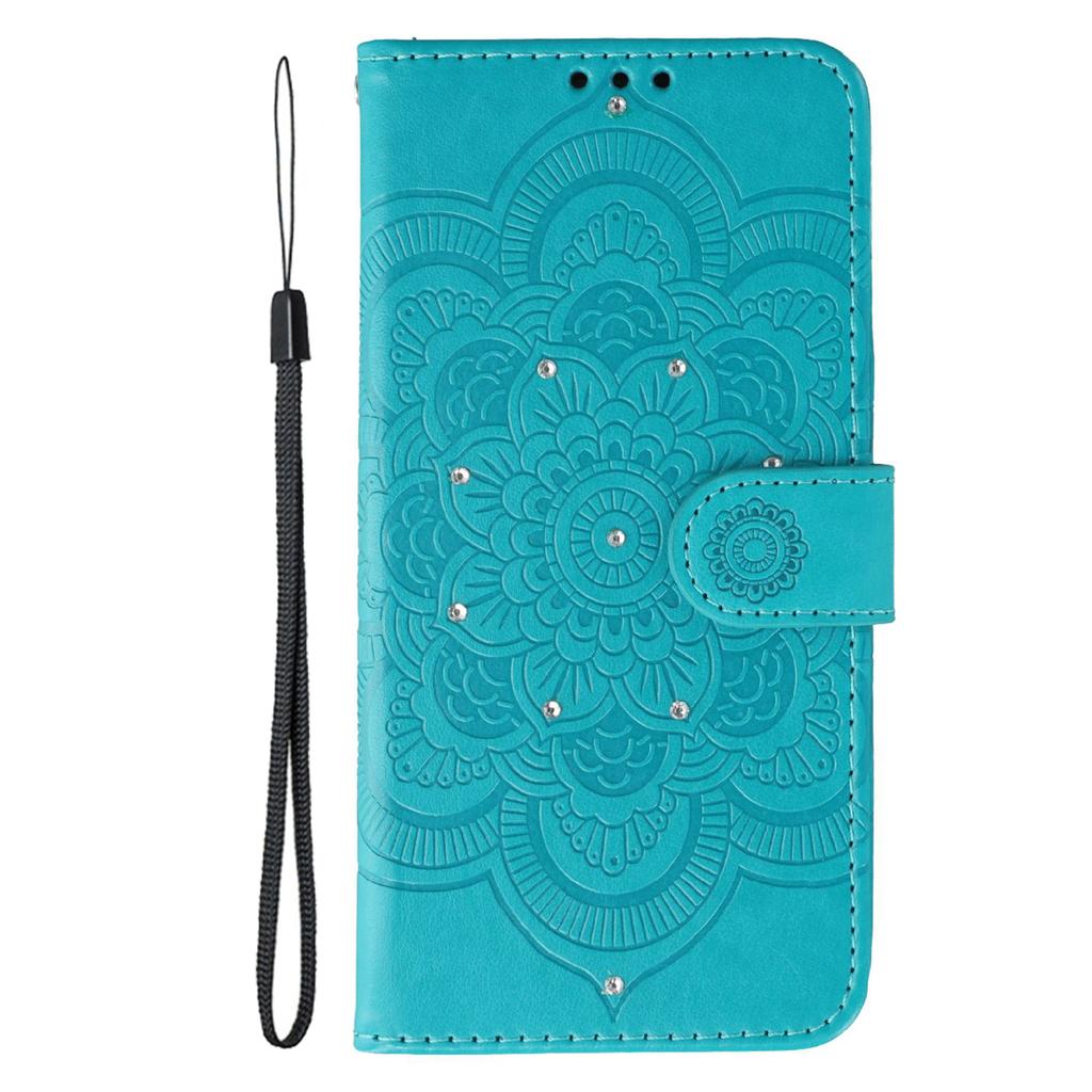 For OnePlus Nord 4 Case Rhinestone Decor PU Leather Mandala Imprinted Design Phone Cover with Wrist Strap