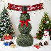 Christmas Snowman Topiary Artificial Snowman Shaped Topiary Tree Pot with Red Bow Santa Hat for Indoor Outdoor Home Porch Yard Holiday Decor