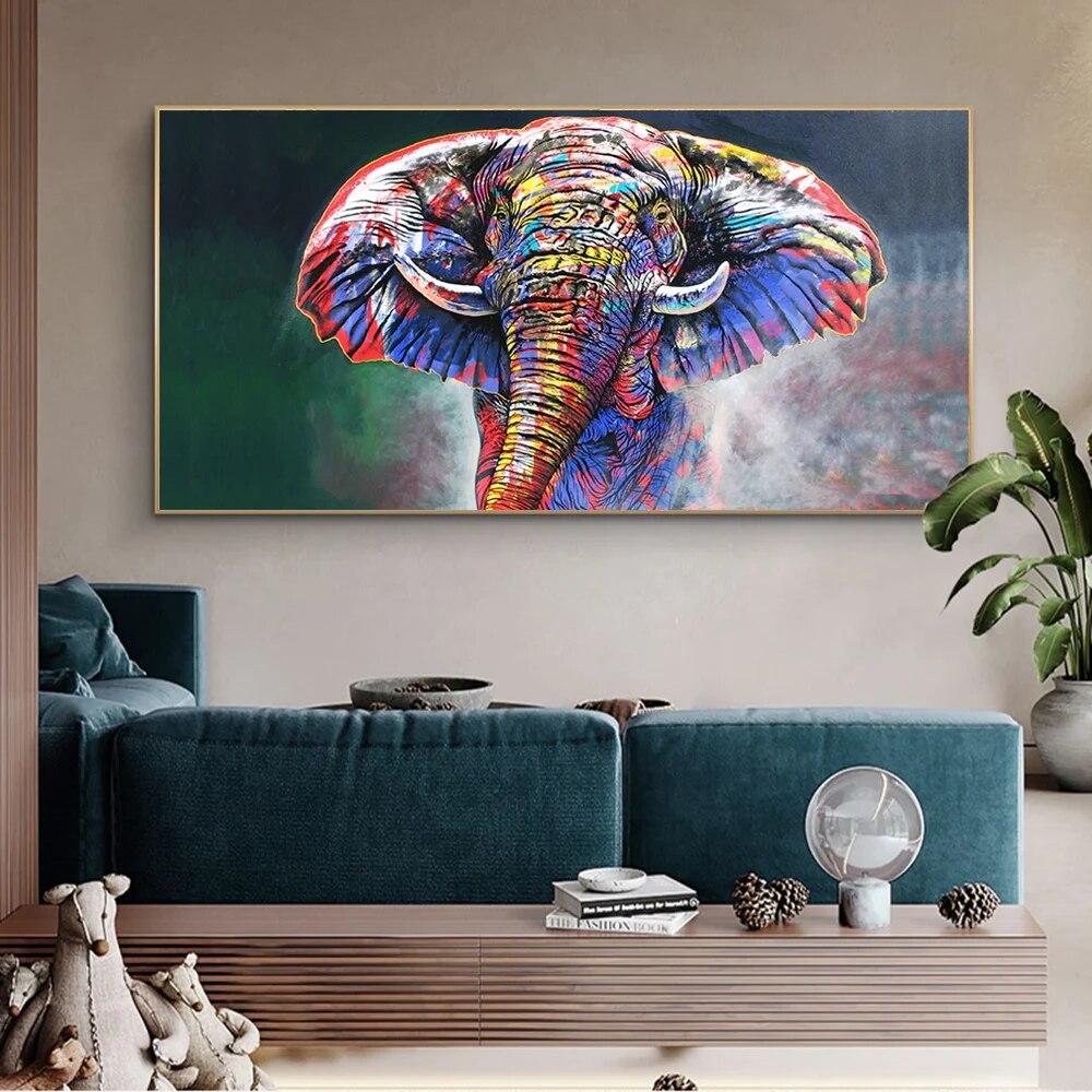 Abstract Colorful African Elephants Canvas Paintings On The Wall Art Posters And Prints Graffiti Art Pictures Kids Room Decor No Frame