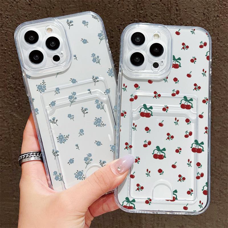 Kortholder Silikon Lommebok Lomme Etui For Samsung S23 S24 S25 Ultra Xiaomi Redmi Note 14 13 12 11 Pro Oppo A38 A58 A78 Deksel Gjennomsiktig Telefon Støtfanger