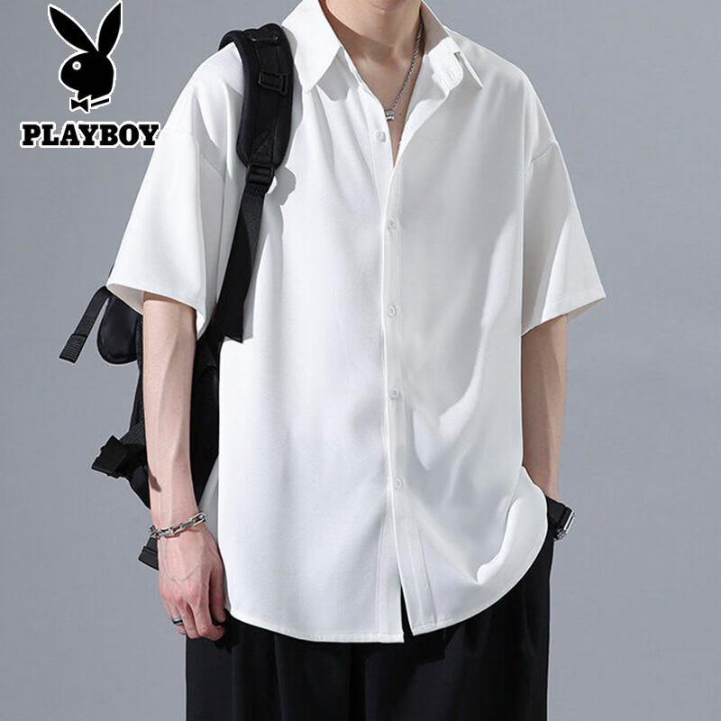 PLAYBOY Men's Summer Ice Silk Short Sleeve Shirt