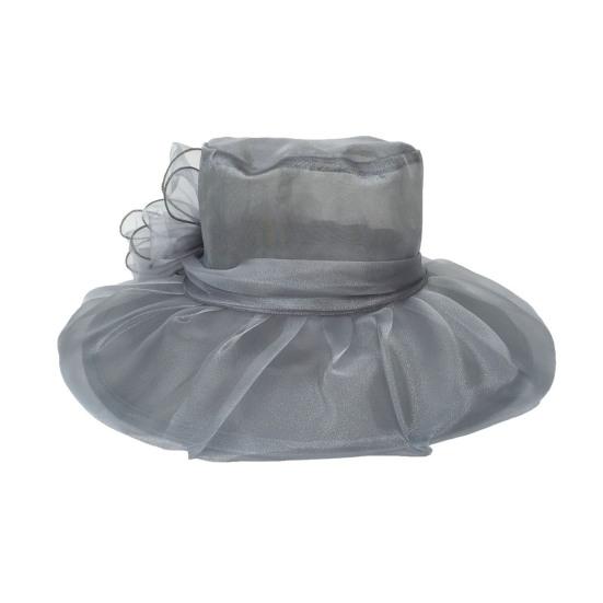 Women Sun Hat Organza Bowknot Decor Wide Brim UV Protection Hat Lightweight Breathable Foldable Tulle Hat Headwear