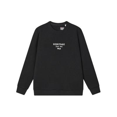 Fila Heritage Series Letter Round Neck Pullover Sports Sweatshirt Men Sweatshirt Black F11M418210F-BK